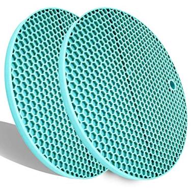 Imagem de LogHog Suportes De Panela E Luvas Forno Silicone Extra Grossos, Resistentes Ao Calor, Para Pratos Quentes, Almofadas Borracha Com Isolamento Antiderrapante Em Formato Favo Mel Bancada, Conjunto 2 Ta