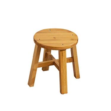 Imagem de Ruiqas Banqueta Redonda De Bambu Com 9,4" Pés Pequenos E Sólidos Para Troca Sapatos, Apoio Pernas Chuveiro Barbear, Multifuncional Sentar, Crianças Adultos
