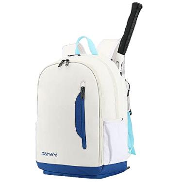 Imagem de Glamattire 3 Bolsas Para Raquetes De Tênis E Badminton Mulheres Homens, Mochila Impermeável Com Compartimento Sapatos, Squash, Raquetebol Pickleball (Branco Azul)
