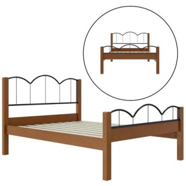 Imagem de Cama Casal MDF Oasis Preto/Nature 151x202cm Retrô/Vintage - Lion Loja,