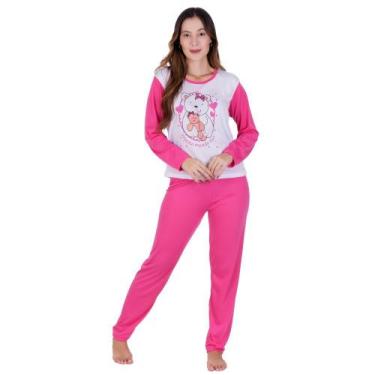 Imagem de Pijama Feminino Inverno Estampado de Frio Calça e Manga Longa Feminino