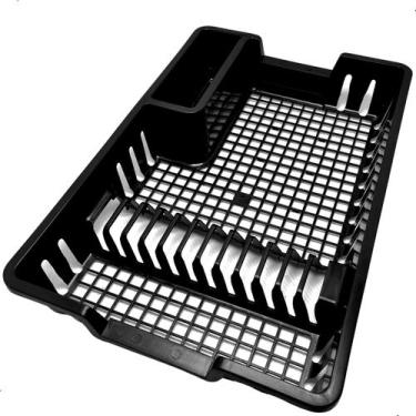 Imagem de Escorredor Prato Copo Talher Utensílios Cozinha Preto Cinza - Arqplast