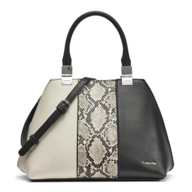 Imagem de Calvin Klein Bolsa feminina geométrica de granito – 2 em 1, multicobra preta, tamanho único, Multi cobra preta, One Size