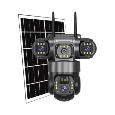 Imagem de Câmera IP Solar Externa 6K 12MP Lente Tripla Tela Tripla Rastreamento 