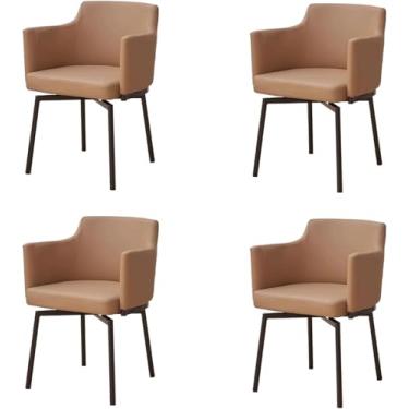 Imagem de Conjunto de 1 2 4 e 6 cadeiras de jantar, estilo moderno de meados do século, cadeira de cozinha giratória, à prova d'água, couro sintético, cadeiras para sala de jantar com design mais largo e maior