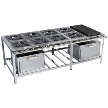 Imagem de Fogão Industrial Stori Premium 8 Bocas 40x40 2 Fornos com Chapa M31 Aç