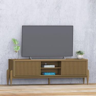Imagem de Rack Sereno para TV 55” com Ripado 2 portas de correr 180cm Cedro