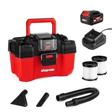 Imagem de Shop-Vac Aspirador molhado/seco sem fio de 20 V, tanque de 2,5 galões, mangueira de 1,5 m, bateria de 4,0 A e carregador incluídos