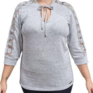 Imagem de Blusa Feminina Cinza ML Rendas Raio de Luz