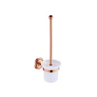 Imagem de Ferragens para banheiro em ouro rosa antigo – Suporte para toalhas em latão maciço, suporte para escova de vaso sanitário