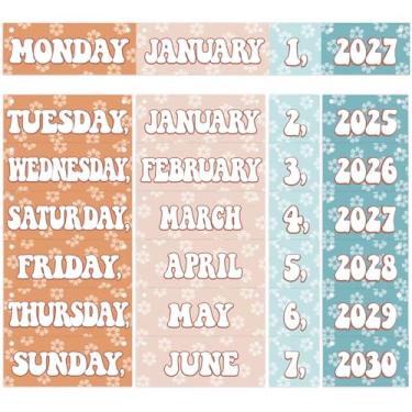 Imagem de Calendário flip para sala de aula Groovy conjunto de calendários flip, quadro de avisos, decoração de sala de aula para quadro branco, sala de aula, professores, material escolar