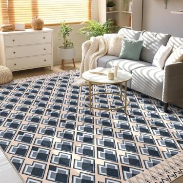 Imagem de Zhangui Tapetes laváveis 20 x 25 cm, tapetes geométricos macios para sala de estar, ultragrossos e modernos para quarto, resistente a manchas, tapete grande para sala de jantar, berçário, amarelo