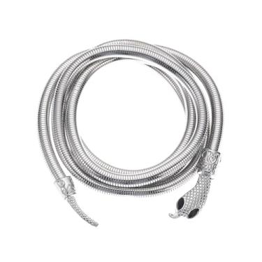 Imagem de Colar de cobra dobrável para mulheres, brilhante, flexível, de cobra, pulseira, ajustável, multiuso, gargantilha de serpente, pulseira, medusa, fantasia de Halloween, acessórios de bijuteria, Zinco