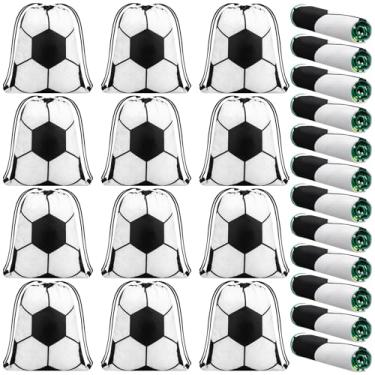 Imagem de SmoothNovelty 24 peças de lembrancinhas esportivas com toalhas refrescantes de futebol de 101 x 30 cm e mochila de cordão de bola de futebol de 33 cm de microfibra para atletas, academia, acampamento
