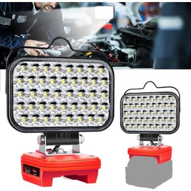 Imagem de Edtran Luz De Trabalho Led Sem Fio Para Milwaukee, Bateria 18 V, Inundação Portátil 80 W Com Portas Usb E Carregador Tipo C, Acampamento, Oficina Emergência (Sem Bateria)