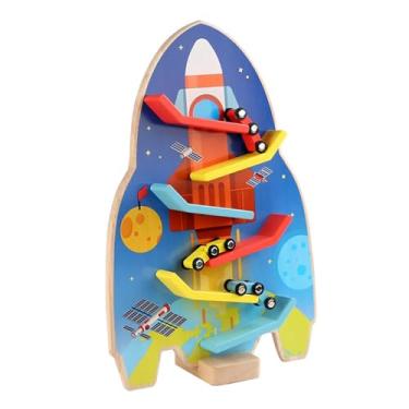 Imagem de YIJU Rampa de brinquedo para carro, desenvolvimento cognitivo, pista de corrida, rampa para crianças de jardim de infância, idades de 1, 2 e 3 anos,