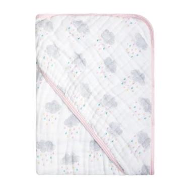 Imagem de Toalha com Capuz para Bebê – 100% Algodão Forrada com Fralda Soft – Alta Absorção – Estampas Variadas – 80x80 cm – Loja Era Uma Vez (Chuvinha, Padrão)