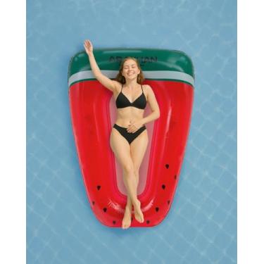 Imagem de ARAKHAN Espreguiçadeira inflável para piscina, melancia - decorações de festa na piscina, verão, praia, lago, confortável, boia de piscina, boia divertida para adultos com encosto