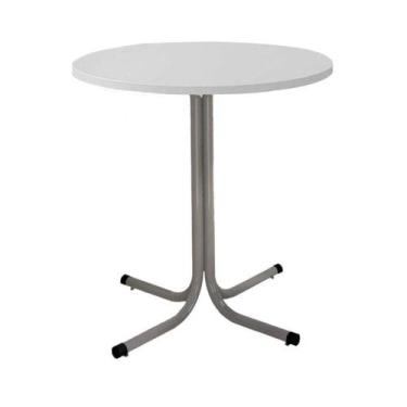 Imagem de Mesa de Jantar Redonda 80cm Cinza Tampo Madeira Branco - Lamar Design