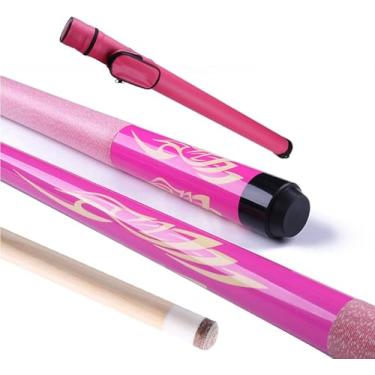 Imagem de Tacos De Bilhar Para Homens Profissional, Taco De Sinuca, Cabeça De Taco De 13mm, Maple Duro Canadense, 1/2 Split, Fácil De Transportar, Bastão De Bilhar Para Bar Ho, Pink, 12mm