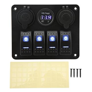 Imagem de Keenso Keenso 4 Painel de Interruptor de Gangues Rocker, Off Off Togle Switch Painel de Balancim Com Cigarro USB Display de Tensão para o Barco de Iate de Iate de Barco Marinho Marinho