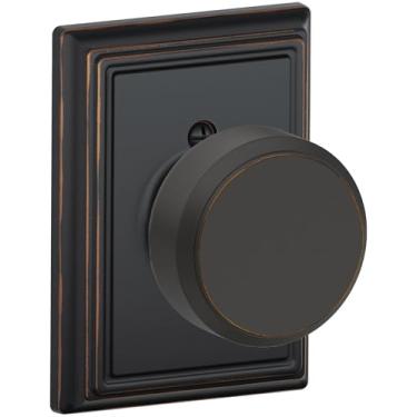 Imagem de SCHLAGE Maçaneta de porta falsa F170-BWE-ADD Bowery da série F com decoração, bronze envelhecido