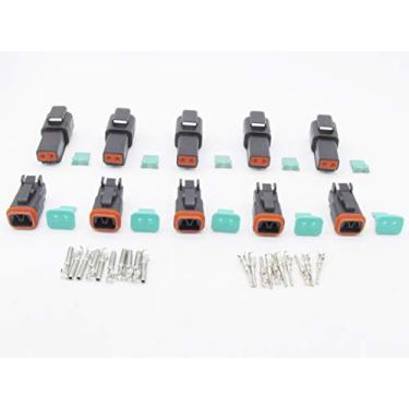 Imagem de Conector de fio de plugue elétrico impermeável CNKF 5 Conjuntos DT 2 vias selado preto macho/fêmea 22-16AWG DT04-2P DT06-2S (2P, preto)