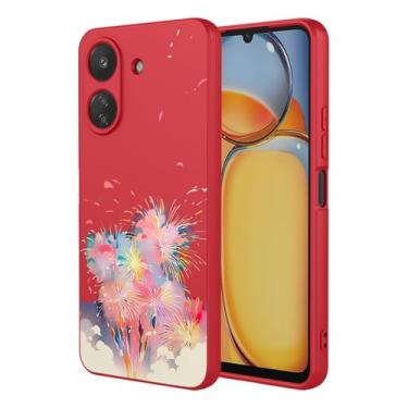 Imagem de WLNYQF Capa para Xiaomi Redmi Note 13C/Poco C65 4G - Silicone Líquido Brilhante Padrão de Fogos de Artifício TPU Capa Protetora de Gel Suave com Proteção para Câmera, Capa à Prova de Choque e Forro de