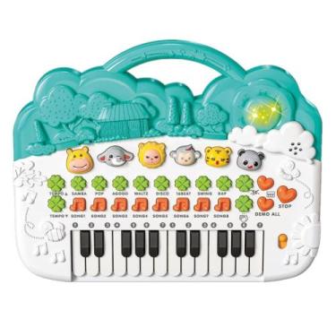 Imagem de Teclado Musical Brinquedo Educativo Som Animais Luz Música - DM TOYS