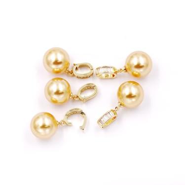 Imagem de malahill Pingentes de pérola estimulada de 14 mm para fabricação de joias 5 peças, 14mm, Vidro Latão, Sem Pedra Preciosa