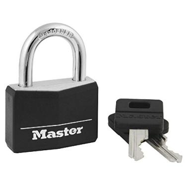 Imagem de Master Lock 141D – Cadeado de latão preto de cobertura de vinil