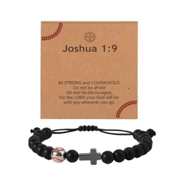 Imagem de Mikovivi Pulseira Cruz Beisebol com Conjunto de Cartões, Pulseiras Cruz Cristãs Ajustáveis Pingente Esportivo Joias Presentes Acessórios Religiosos para Crianças Adolescentes Meninos Filho Neto