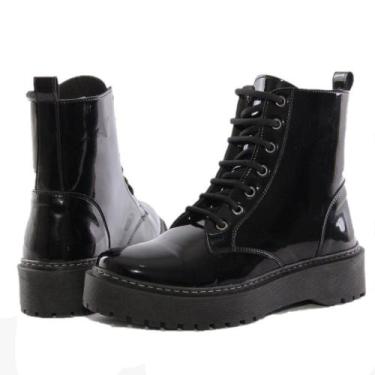 Imagem de Bota Coturno Plataforma Feminina Sola Tratorada Verniz Rock Blogueira 