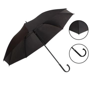 Imagem de Guarda Chuva Sombrinha Cabo Curvo Reforcado Grande Preta TOP - Mizpa