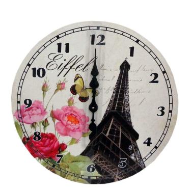 Imagem de Relogio De Parede Torre Eiffel Retro para Decoracao Casa Escritorio