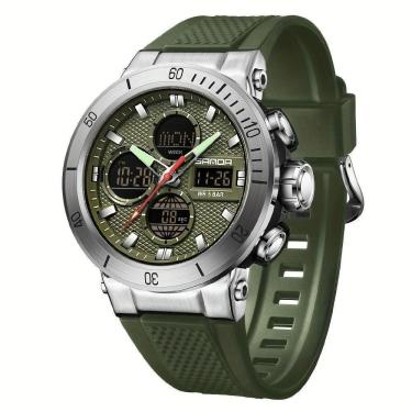 Imagem de Relógio De Pulso Esportivo Masculino De Moda Com Display Duplo, Alarme Exército Verde