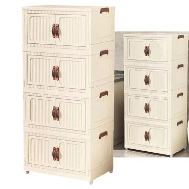 Imagem de Armario Organizador Dobravel 4 Andares Organizaçao Decoraçao Empilhavel Quarto Sala Cozinha Closet Lavanderia Varanda