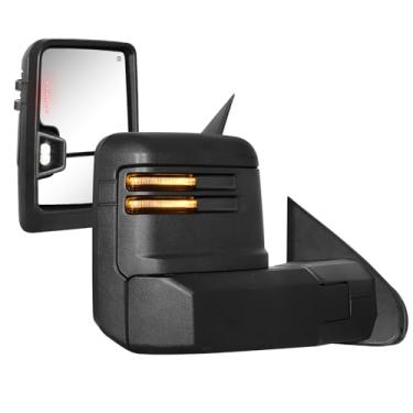 Imagem de Espelhos de reboque compatíveis com Chevy Silverado GMC Sierra 1500 2500 HD 3500 HD 3500 HD 2014-2018 com vidro elétrico LED seta sensor de temperatura lâmpada reserva conjunto de par extensível