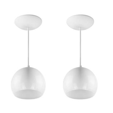 Imagem de Kit 2 Pendente LowCost Bola Pequena Alumínio 15cm Branco - MARRYLUZ