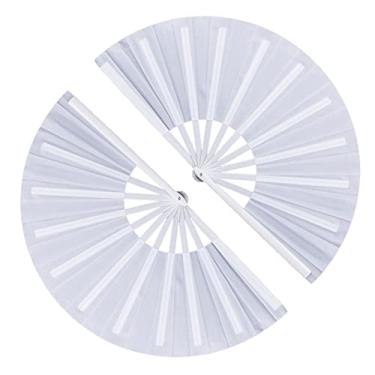 Imagem de Pacote com 2 leques de mão grandes dobráveis, leques de tecido retrô vintage de tecido de nylon, ventilador de mão chinês de Kung Fu Tai Chi para homens/mulheres, festival, dança, presente