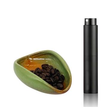 Imagem de LamChyar Copo dosador de grãos de café com conjunto de frascos de spray RDT, prato dosador de cerâmica para grãos de café, bandeja de medição de dose única de cerâmica para grãos de café, acessórios