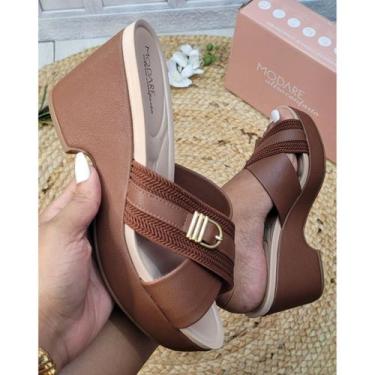 Imagem de Sandália Tamanco Mule salto alto Moda Feminina - Modare, Avelã, 38