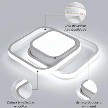 Imagem de Plafon LED Estrutura Branca Luminária Luz Amarela ou Branca Metal Sobr