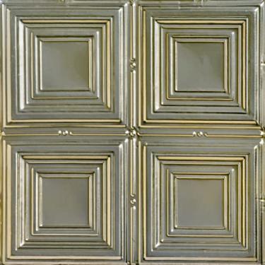 Imagem de Shanko SKPC320-gn-24x24-N-12 Azulejo de teto de metal estampado com cubismo (48 m²), pepita dourada
