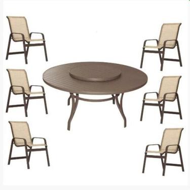 Imagem de Jogo Conjunto Lótus com Mesa com Centro Giratória 1,40m e 6 Cadeiras A