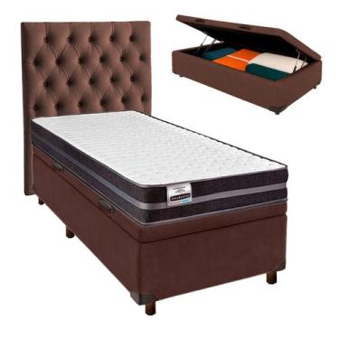Imagem de Cama Box Bau + Colchão Solteiro Molas Ultralastic Bogota Inducol + Cab