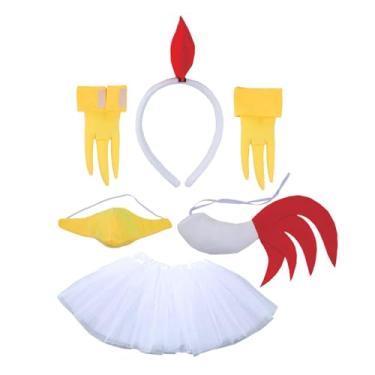 Imagem de UGPLM Conjunto de bandana de pintinho de páscoa, fantasia de animal 3d de frango, acessórios fofos de novidade para festa, cosplay, adereços de natal, 6 peças