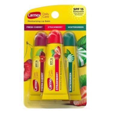 Imagem de Carmex Lip Balm Sabores Hidratante Labial Bisnaga - Kit Com 3 Unidades