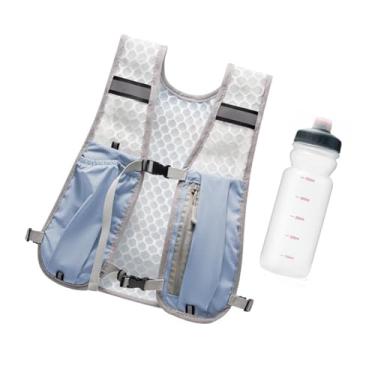 Imagem de Dynwave Colete de caminhada, mochila de hidratação com garrafa de água de 500 ml, mochila respirável para o dia a dia, Azul Claro