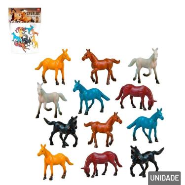 Imagem de KIT Animais de Plástico 12 Peças Cavalo Selvagens - Tudo em Caixa